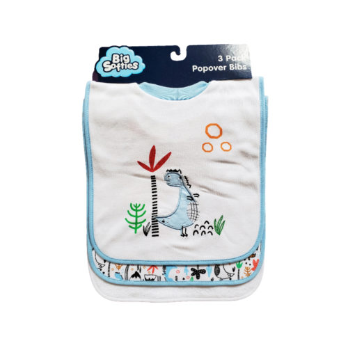 Big Softies 3 Pack Popover Bibs - Dino