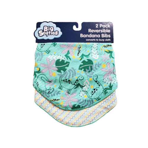 Big Softies 2 Pack Reversible Bandana Bibs - Boy