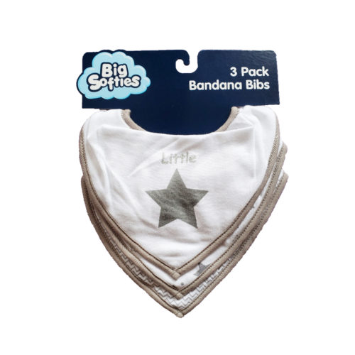 Big Softies 3 Pack Bandana Bibs - Grey Star