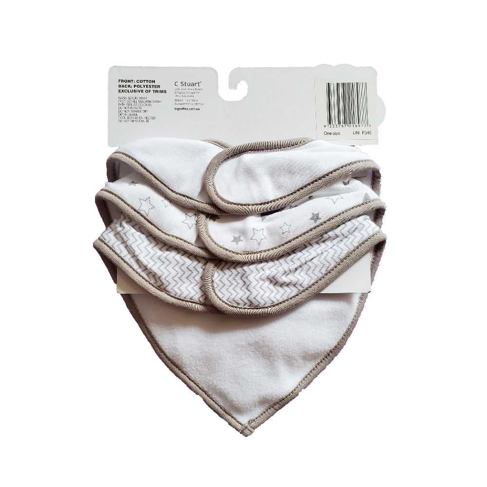 Big Softies 3 Pack Bandana Bibs - Grey Star - Image 2