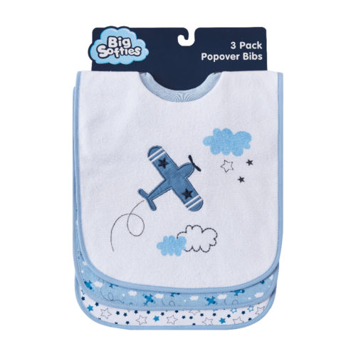 Big Softies 3 Pack Popover Bibs - Plane