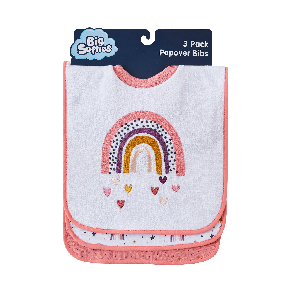 Big Softies 3 Pack Popover Bibs - Rainbow