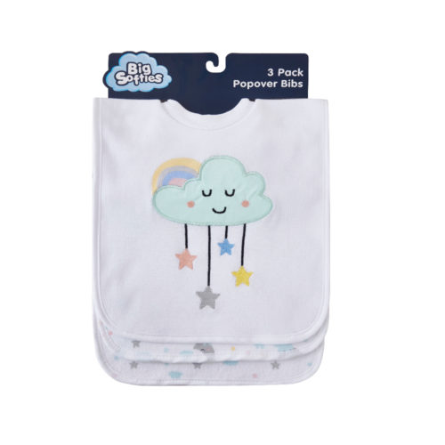 Big Softies 3 Pack Popover Bibs - Cloud