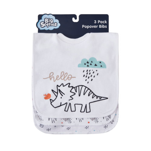 Big Softies 3 Pack Popover Bibs - Dino