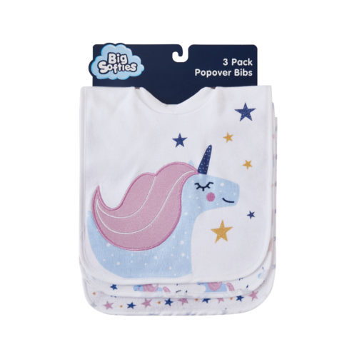 Big Softies 3 Pack Popover Bibs - Unicorn