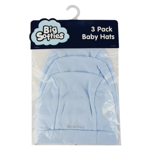 Big Softies 3 Pack Baby Hats - Blue