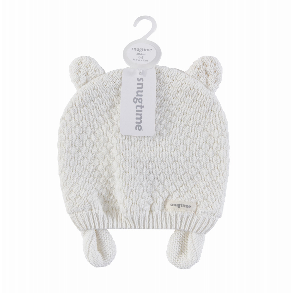 Snugtime Fancy Knit Earmuff Beanie - Cream