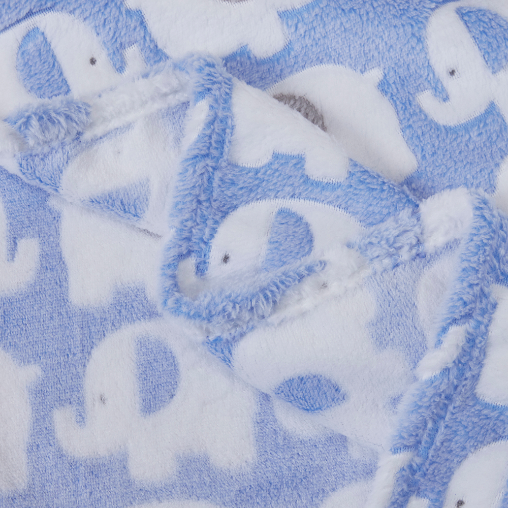 Big Softies Coral Fleece Blanket - Blue Elephant - Image 4