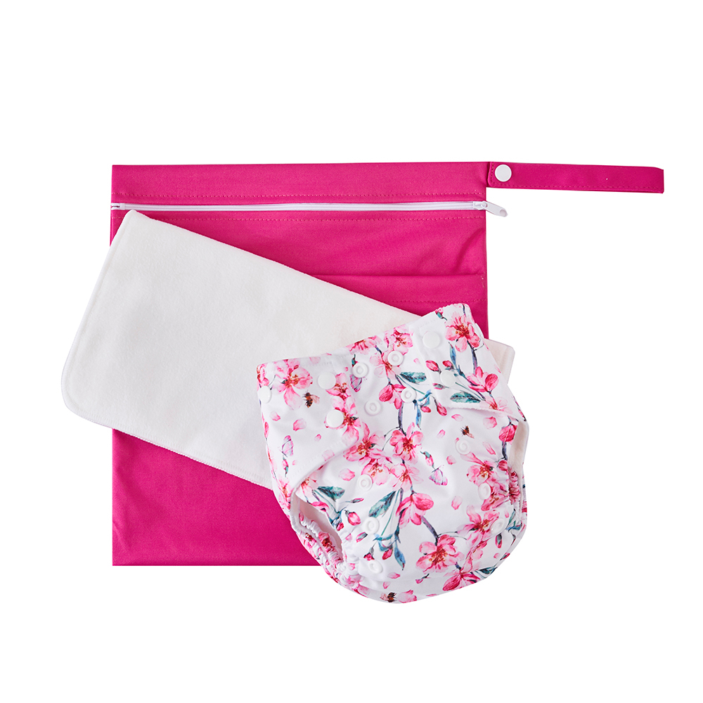 Big Softies Reusable Nappy & Wet Bag Bundle - Blossom - Image 6