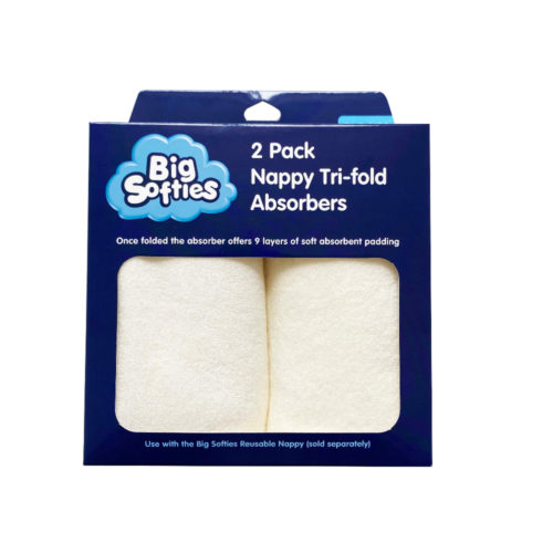 Big Softies 2 Pack Nappy Tri-fold Absorbers - Cream
