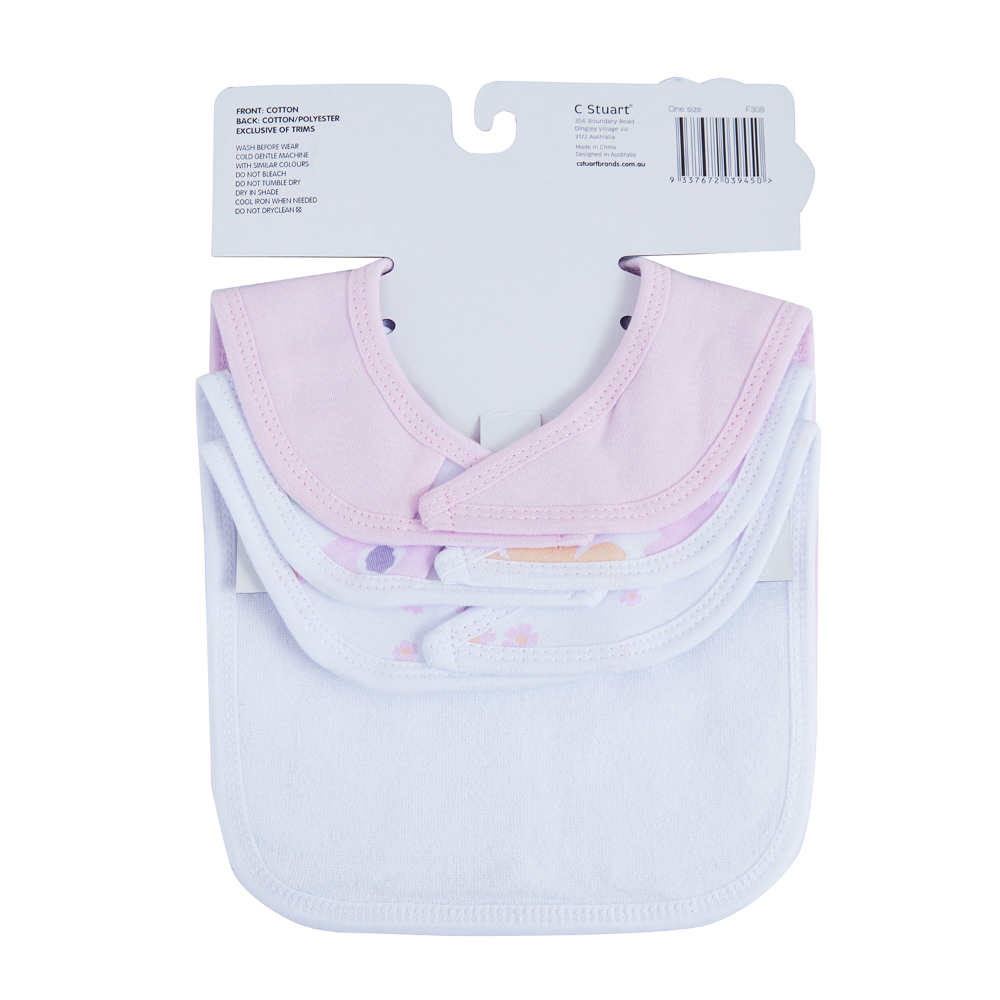 Big Softies 3 Pack Applique And Printed Bibs - Flower - Image 4