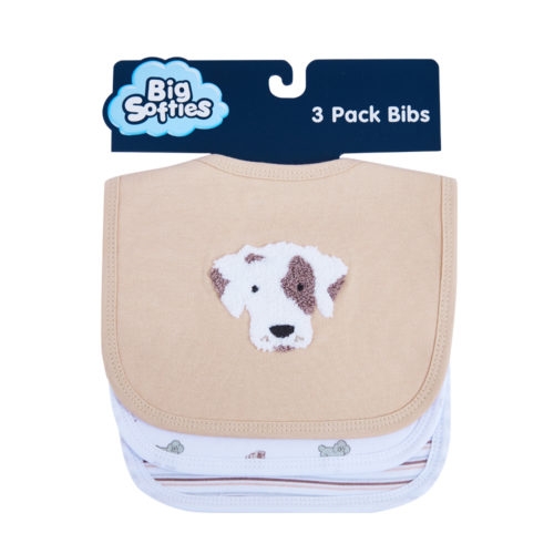 Big Softies 3 Pack Applique And Printed Bibs - Dog
