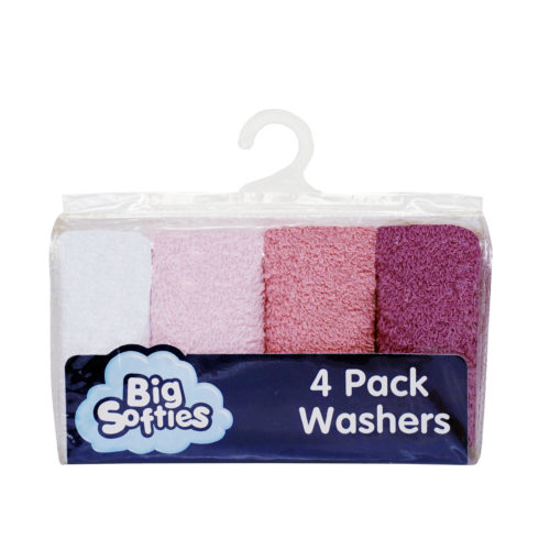 Big Softies 4 Pack Cotton Washers - Pastel Girl