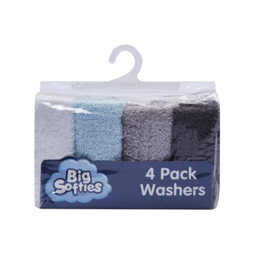 Big Softies 4 Pack Cotton Washers - Pastel Boy