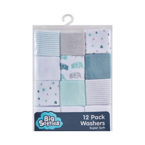 Big Softies 12 Pack Terry Towelling Washers - Pastel Boy