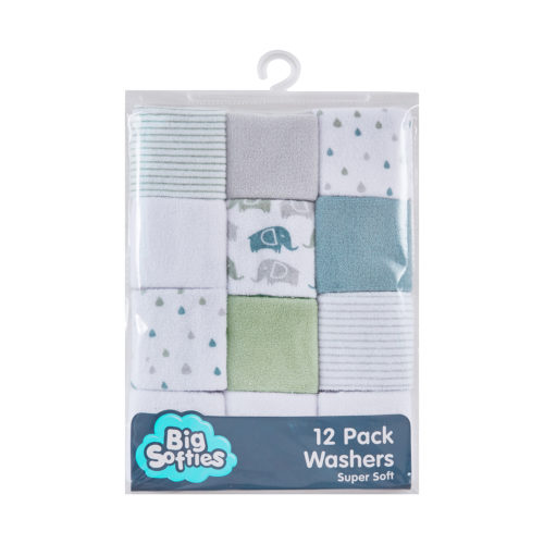 Big Softies 12 Pack Terry Towelling Washers - Pastel Unisex