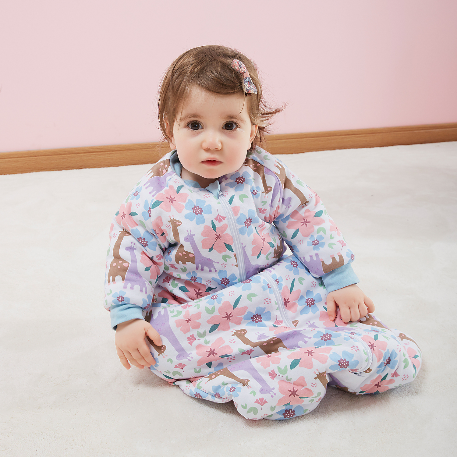 Snugtime Printed Long Sleeve Padded Sleeping Bag – Giraffe