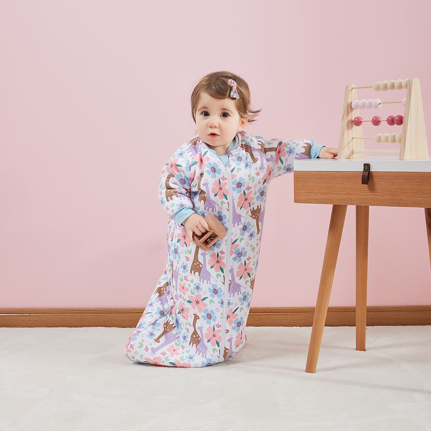 Snugtime Printed Long Sleeve Padded Sleeping Bag – Giraffe