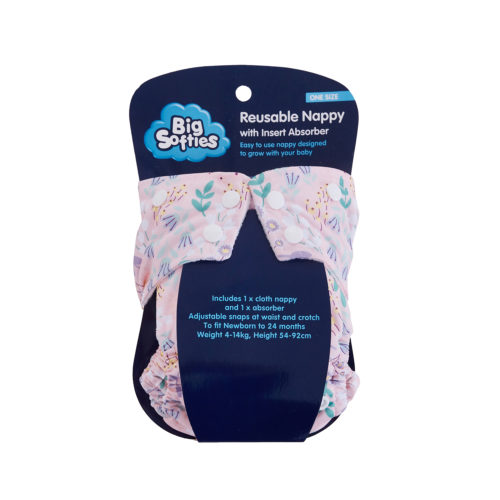 Big Softies Reusable Nappy With Insert Absorber - Dandelion