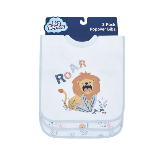 Big Softies 3 Pack Popover Bibs - Lion