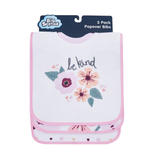 Big Softies 3 Pack Popover Bibs - Flower