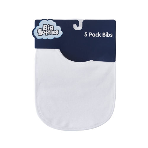 Big Softies 5 Pack Bibs - White