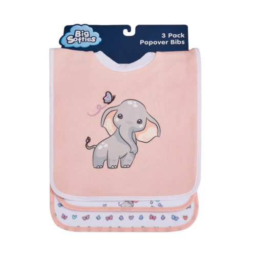 Big Softies 3 Pack Popover Bibs - Elephant