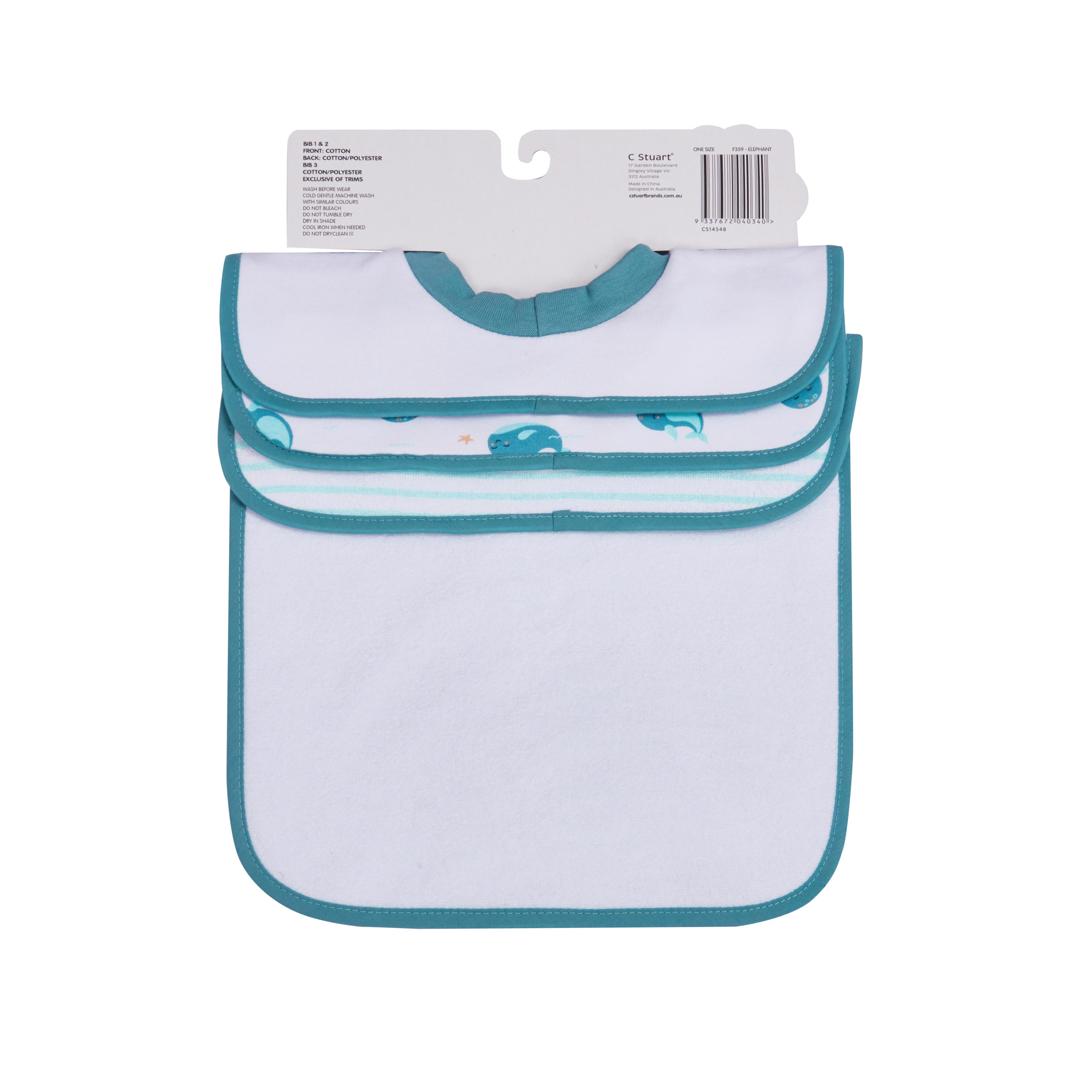Big Softies 3 Pack Popover Bibs - Whale - Image 2