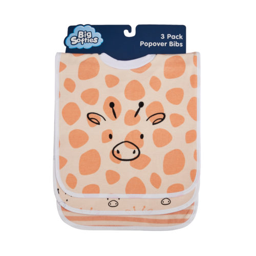Big Softies 3 Pack Popover Bibs - Giraffe