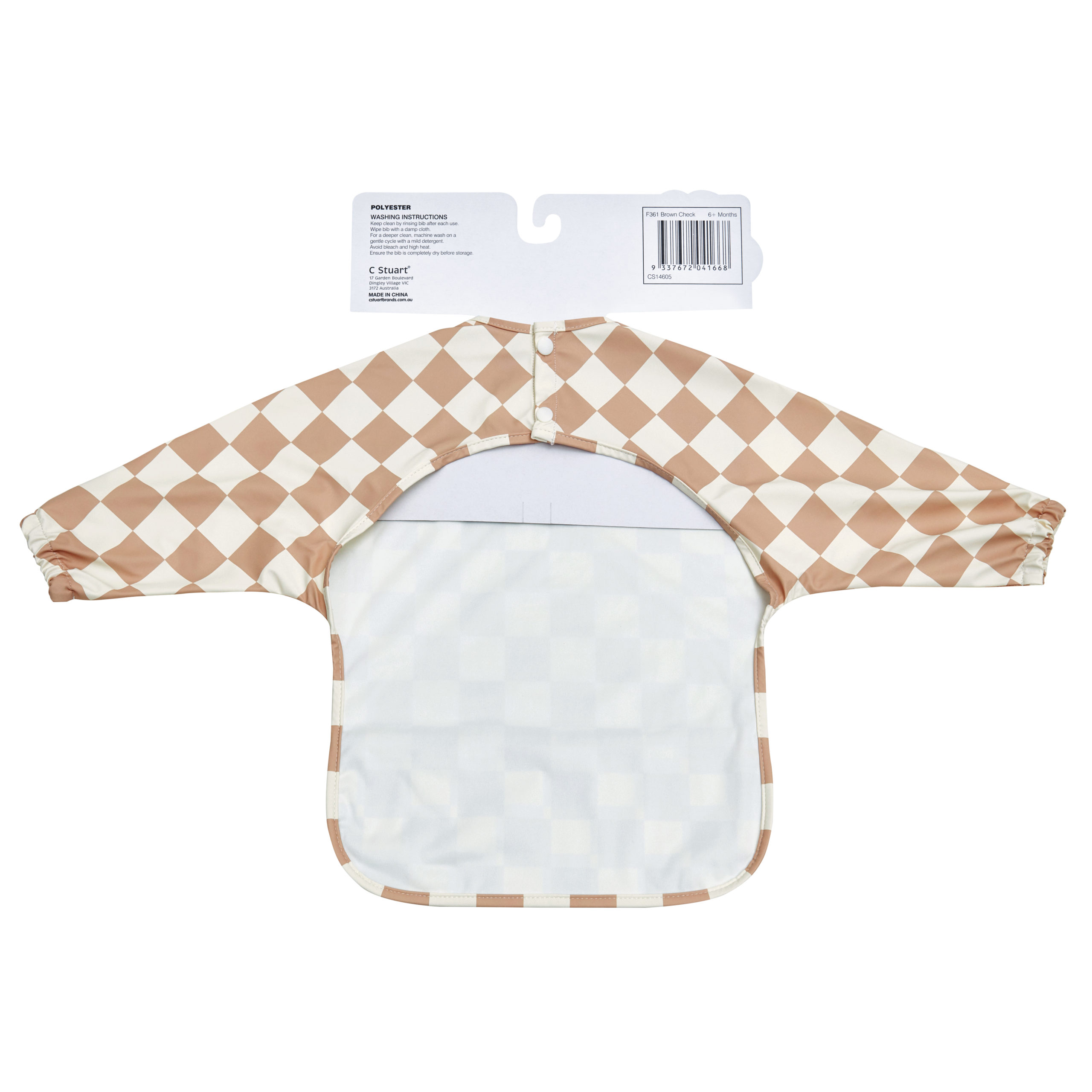 Big Softies Recylced Long Sleeve Bib- Brown Check - Image 2
