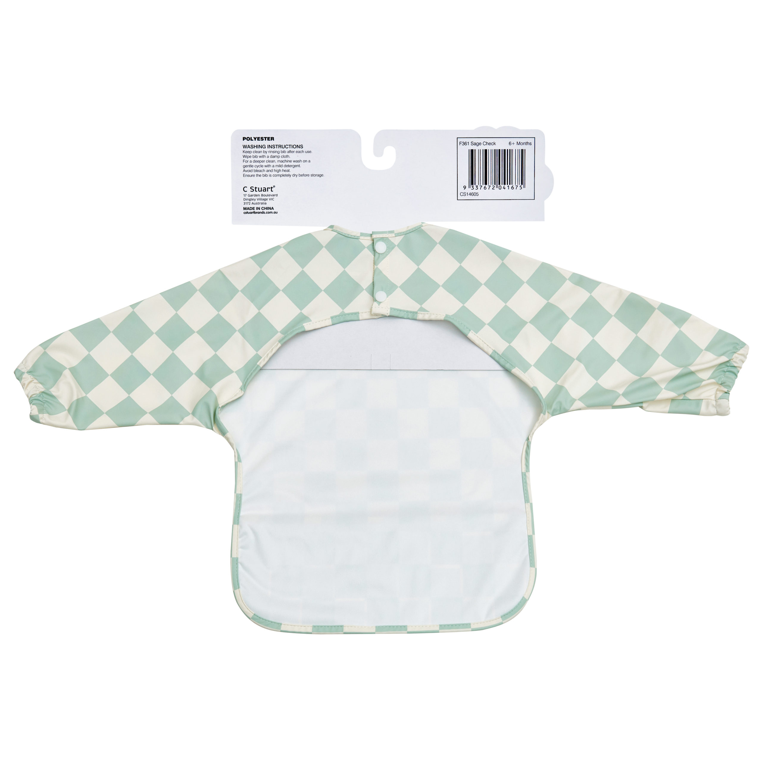 Big Softies Recylced Long Sleeve Bib- Sage Check - Image 2