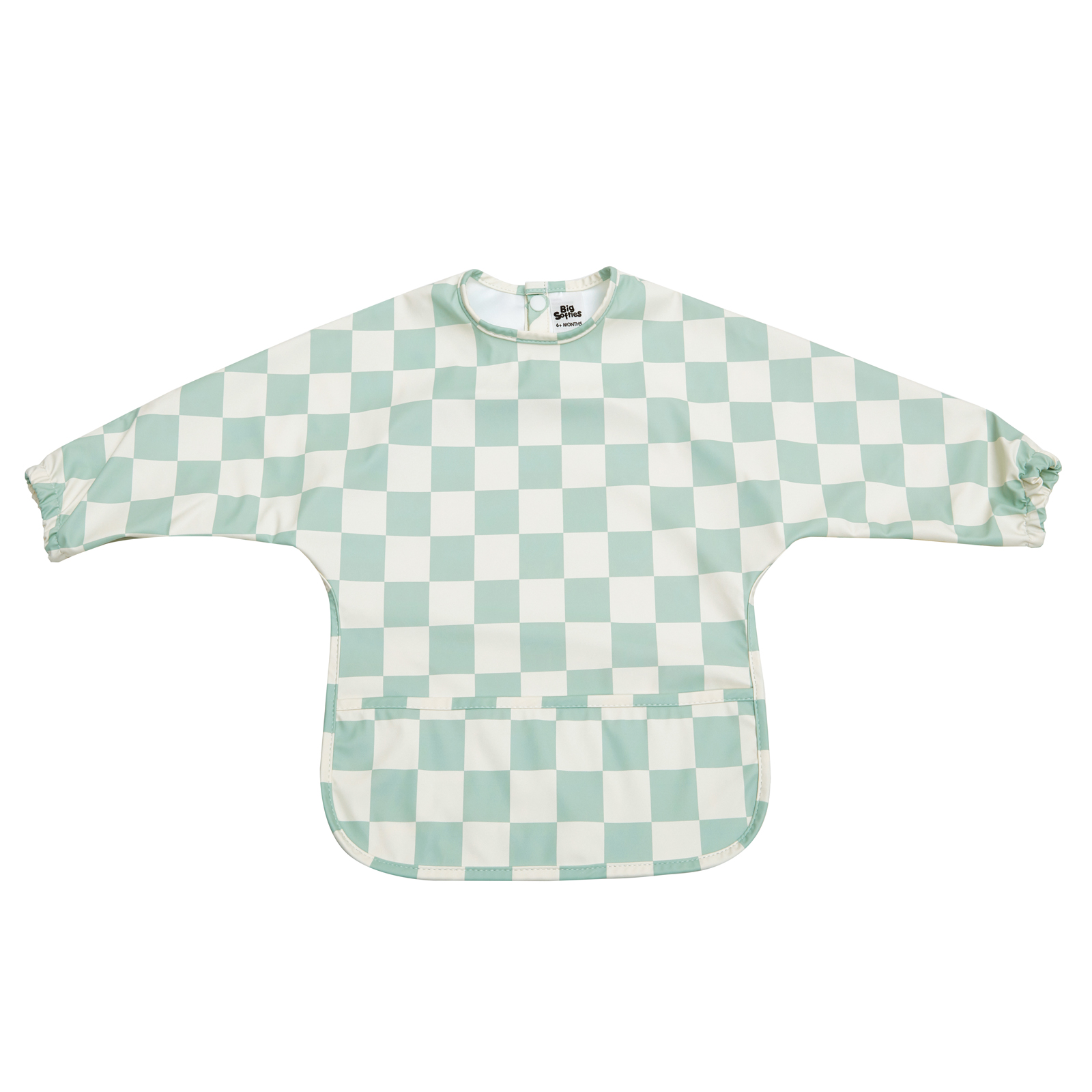 Big Softies Recylced Long Sleeve Bib- Sage Check - Image 3