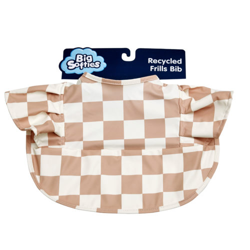 Big Softies Recycled Frill Bibs-Brown Check